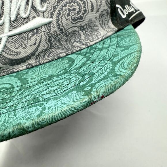 Dolly Noire Italy Hip Hop Hat Gray Green Paisley Snapback Cap Streetwear - Picture 5 of 10